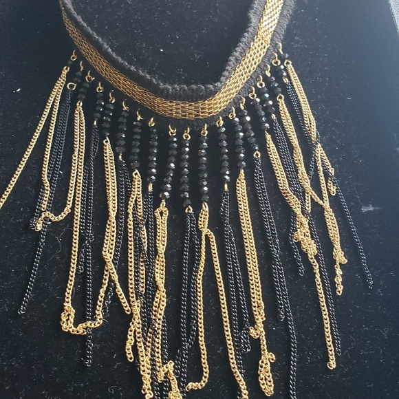 Park Lane Jewelry - Chocker with extension. Black and gold fringe Park Lane Jewelry - Chocker with extension. Black and gold fringe